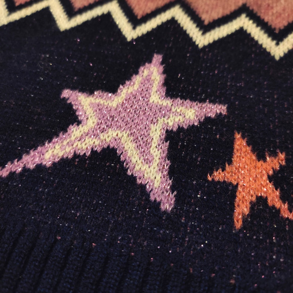 Johnny Was Shana Star Wool Cardigan Sweater Size XL Pink Blue Stars Sparkly NWOT - Picture 10 of 16